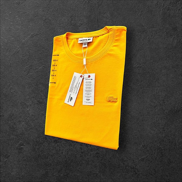 Camiseta Básica Lacoste Monocromática Masculina Amarela