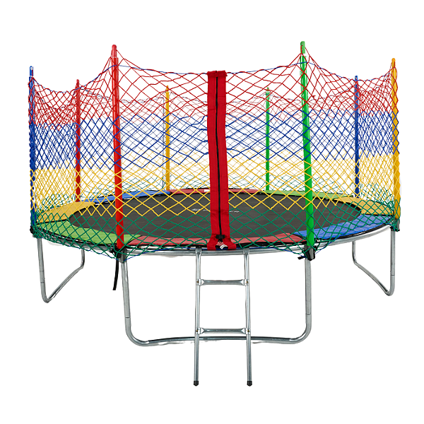 Cama Elástica 10FT/3,05M + Rede de Proteção Colorida (Rede Externa) + Escada