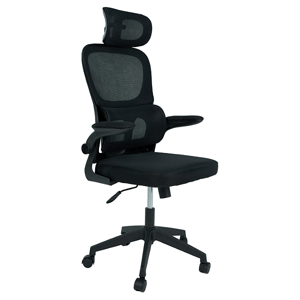 Cadeira Giratória de Escritório Preta com Enconto Cabeça