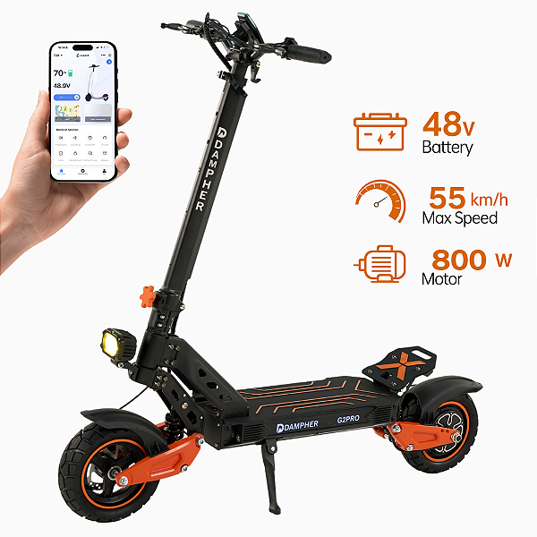 Patinete Elétrico Scooter Dampher 800w Dobrável G2PRO