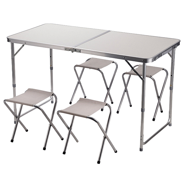 Mesa e Cadeiras Dobráveis para Camping - Branco