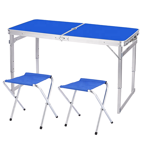 Mesa e Cadeiras Dobráveis para Camping - Azul