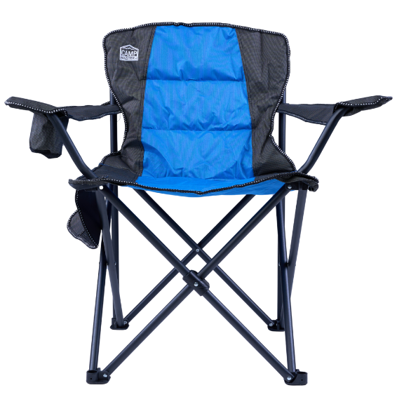 Cadeira Dobrável com Tubo de 22 mm em Ferro e Tecido Oxford 95×60×90 cm - Azul/Preto