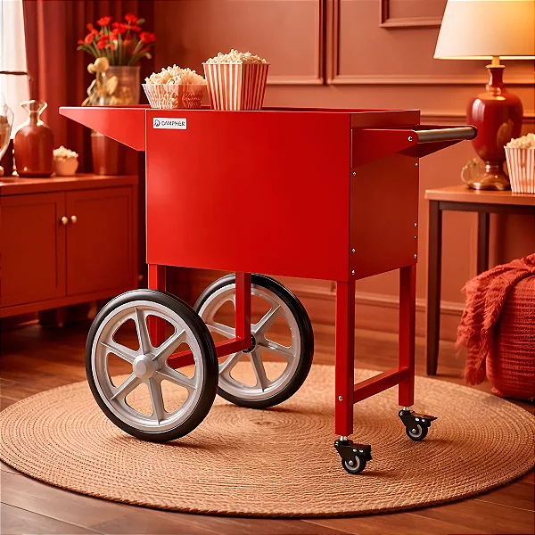 Carrinho para máquina de pipoca Et-Pop6c - Estilo Retrô Vermelho