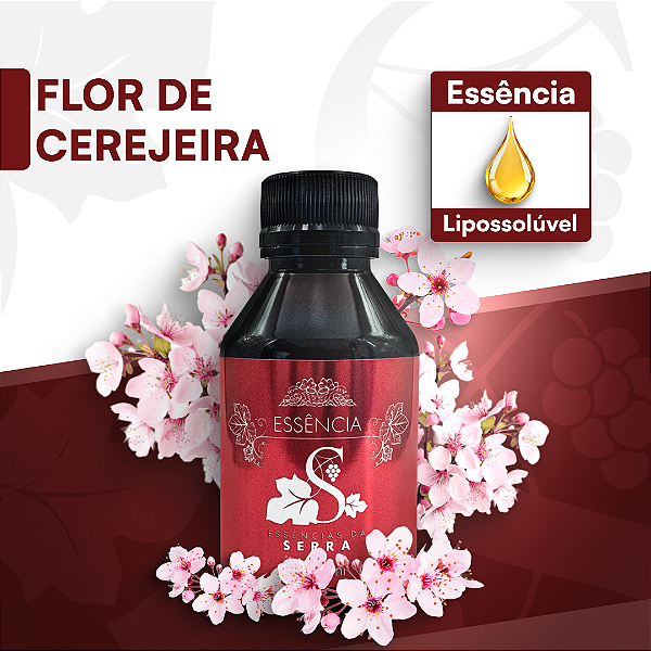 FLOR DE CEREJEIRA - ESSÊNCIA LIPOSOLÚVEL - PREMIUM E CONCENTRADA PARA VELAS, SABONETES E COSMÉTICOS ARTESANAIS