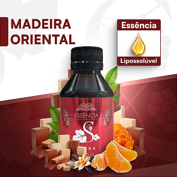 MADEIRA ORIENTAL - ESSÊNCIA LIPOSOLÚVEL - PREMIUM E CONCENTRADA PARA VELAS, SABONETES E COSMÉTICOS ARTESANAIS