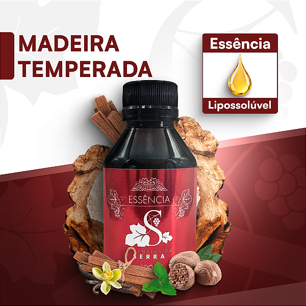 MADEIRA TEMPERADA - ESSÊNCIA LIPOSOLÚVEL - PREMIUM E CONCENTRADA PARA VELAS, SABONETES E COSMÉTICOS ARTESANAIS