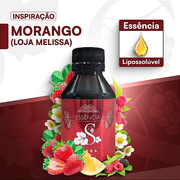 MORANGO MELISSA - ESSÊNCIA LIPOSOLÚVEL - PREMIUM E CONCENTRADA PARA VELAS, SABONETES E COSMÉTICOS ARTESANAIS