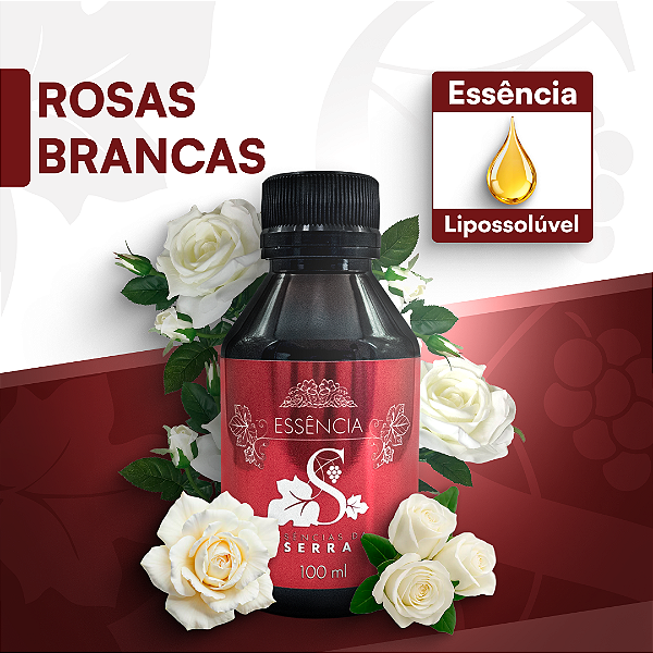 ROSAS BRANCAS - ESSÊNCIA LIPOSOLÚVEL - PREMIUM E CONCENTRADA PARA VELAS, SABONETES E COSMÉTICOS ARTESANAIS