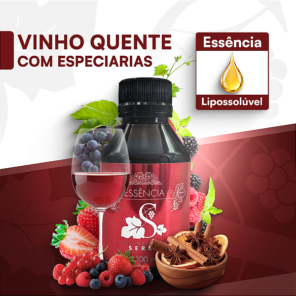 VINHO QUENTE COM ESPECIARIAS - ESSÊNCIA LIPOSOLÚVEL - PREMIUM E CONCENTRADA PARA VELAS, SABONETES E COSMÉTICOS ARTESANAIS
