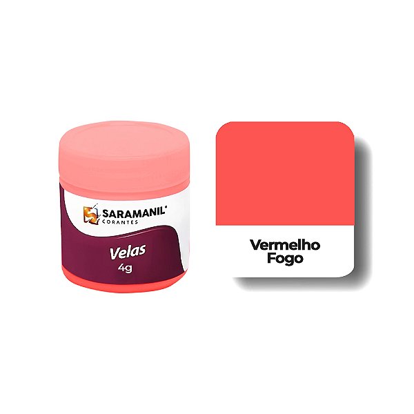 CORANTE FLUORESCENTE EM PÓ PARA VELA VERMELHO FOGO - 7 GRS - SARAMANIL