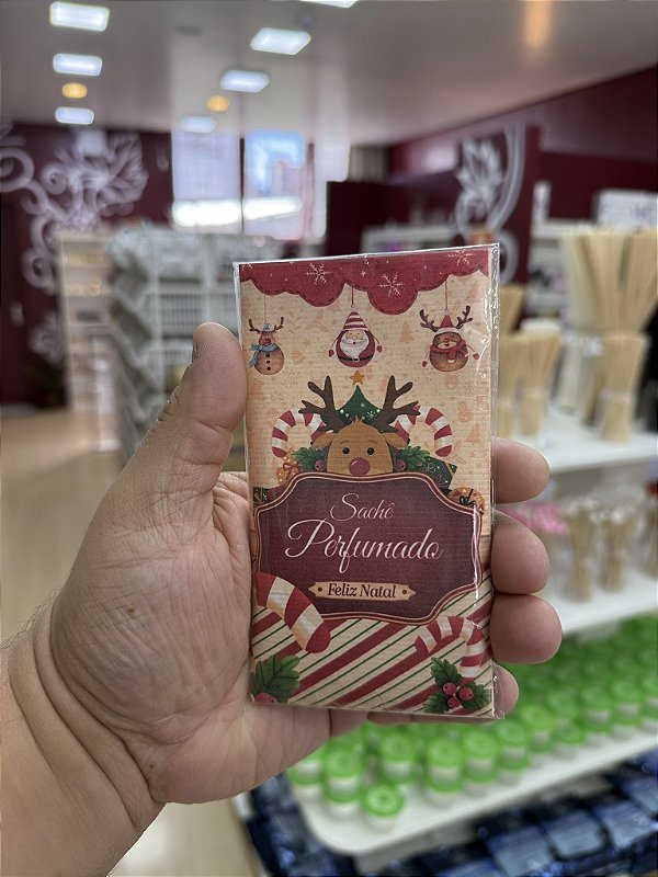 NATAL 01 - ENVELOPE SACHÊ AROMÁTICO/PERFUMADO - IMPRESSO EM PAPEL VERGÊ - INCLUI SACO PLÁSTICO - UNIDADE