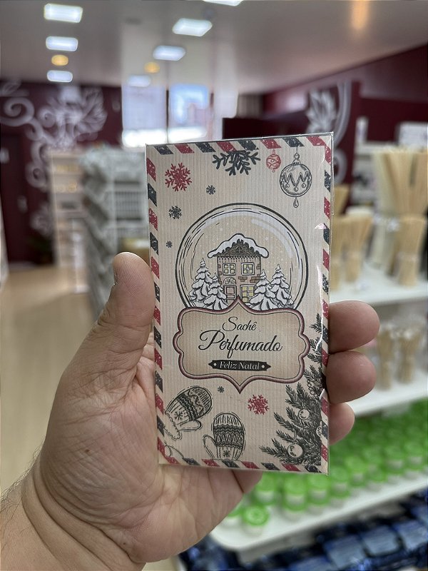 NATAL 02 - ENVELOPE SACHÊ AROMÁTICO/PERFUMADO - IMPRESSO EM PAPEL VERGÊ - INCLUI SACO PLÁSTICO - UNIDADE