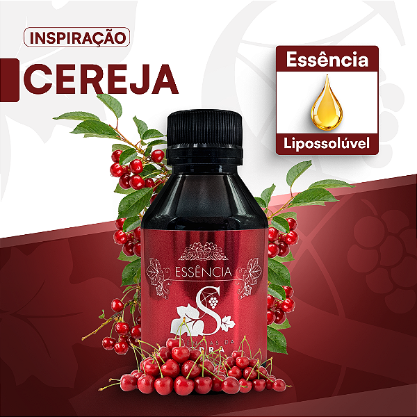CEREJA - ESSÊNCIA LIPOSOLÚVEL - PREMIUM E CONCENTRADA PARA VELAS, SABONETES E COSMÉTICOS ARTESANAIS