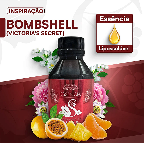 BOMBSHELL- VICTÓRIA SECRETS 100ML ESSÊNCIA LIPOSOLÚVEL - PREMIUM E CONCENTRADA PARA VELAS, SABONETES E COSMÉTICOS ARTESA