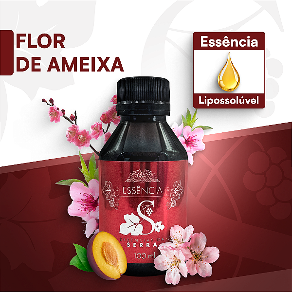 FLOR DE AMEIXA 100ML ESSÊNCIA LIPOSOLÚVEL - PREMIUM E CONCENTRADA PARA VELAS, SABONETES E COSMÉTICOS ARTESANAIS