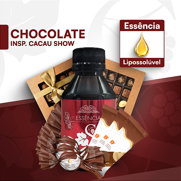 CHOCOLATE CACAU SHOW 100ML ESSÊNCIA LIPOSOLÚVEL - PREMIUM E CONCENTRADA PARA VELAS, SABONETES E COSMÉTICOS ARTESANAIS