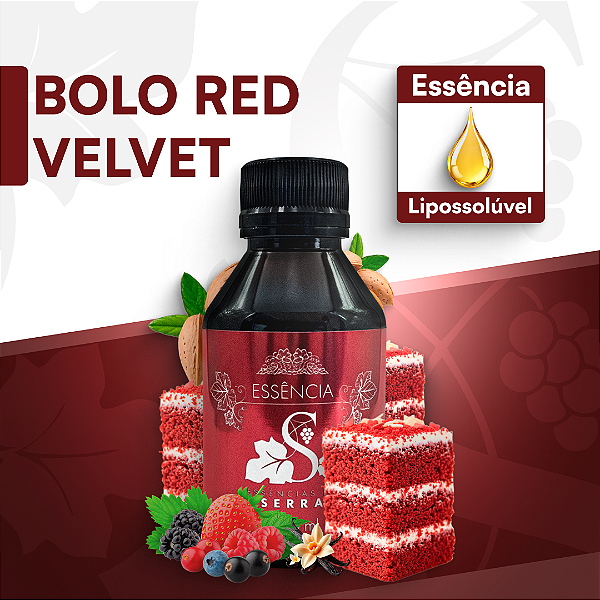 BOLO RED VELVET 100ML ESSÊNCIA LIPOSOLÚVEL - PREMIUM E CONCENTRADA PARA VELAS, SABONETES E COSMÉTICOS ARTESANAIS