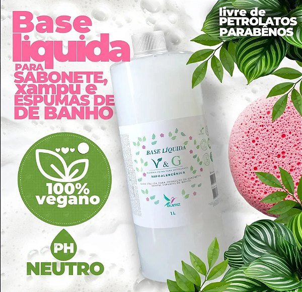 SABONETE LÍQUIDO GLICERINADO V&G VEGANO 100% NATURAL 1 LITRO TRANSPARENTE
