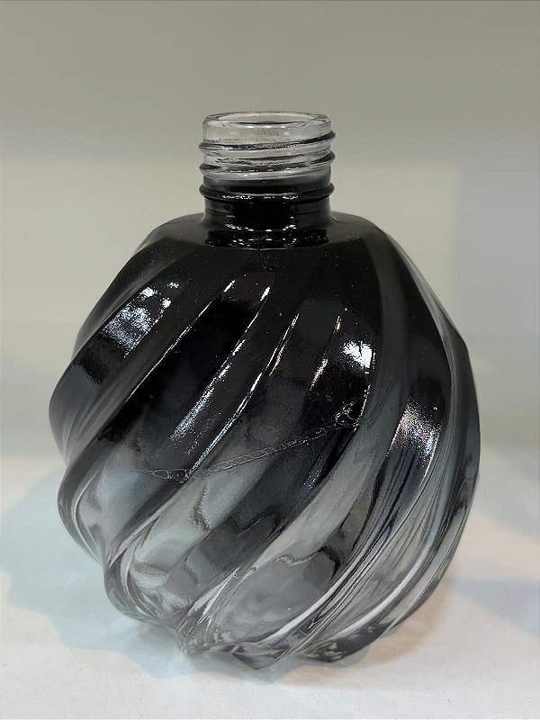 FRASCO DE VIDRO BOLA ESPIRAL PRETO  250ML