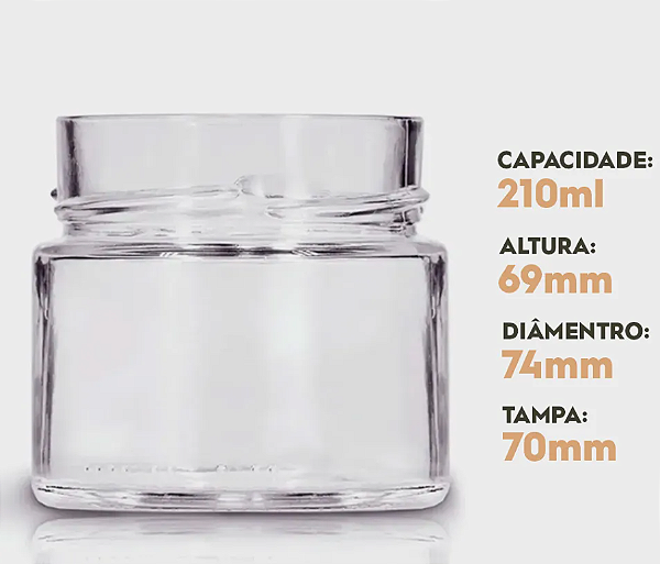 POTE DE VIDRO PIANEZZA 210ML SEM TAMPA