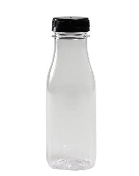 FRASCO PET TRANSPARENTE 200 ML C/TAMPA LACRE PRETA