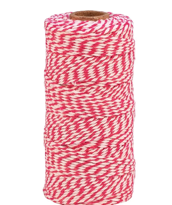ROLO CORDÃO TWINE BAKERS BRANCO E PINK