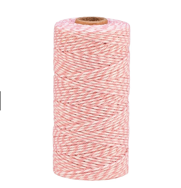 ROLO CORDÃO TWINE BAKERS BRANCO E ROSA CLARO