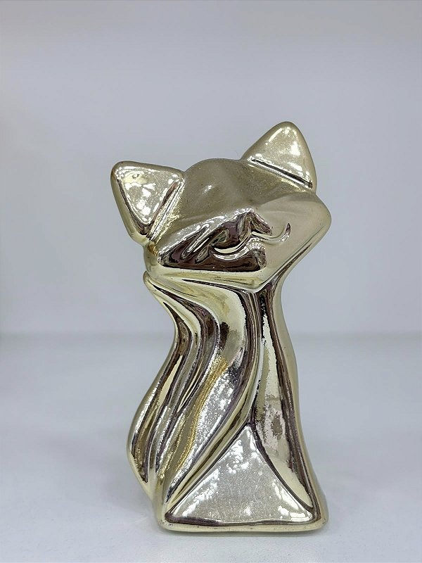 ENFEITE GATO METALIZADO DOURADO