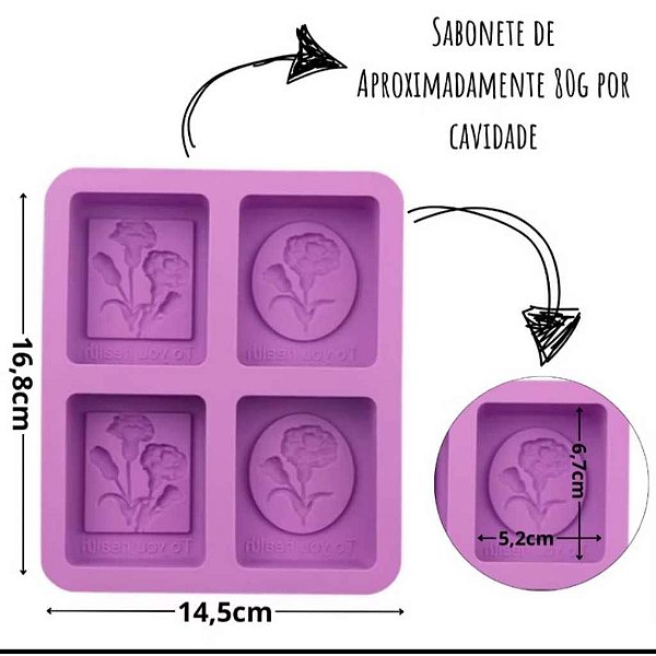 FORMA DE SILICONE  RETANGULAR DE FLORES