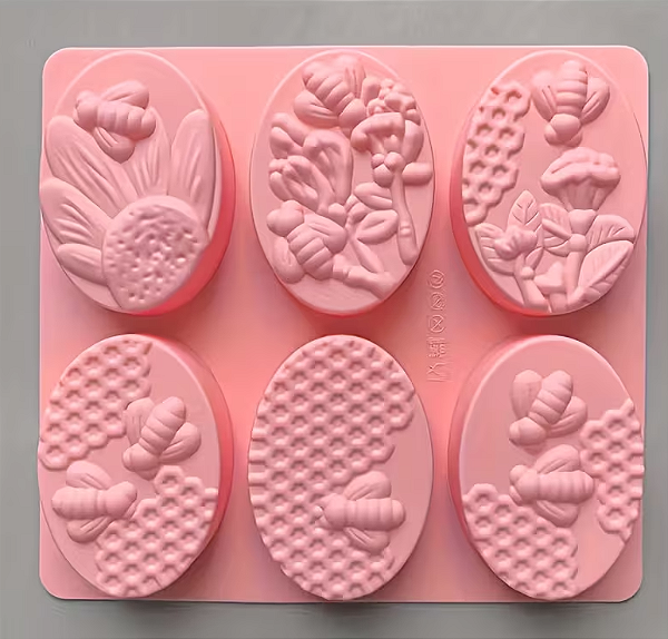 FORMA DE SILICONE PARA SABONETE ABELHAS E FLORES