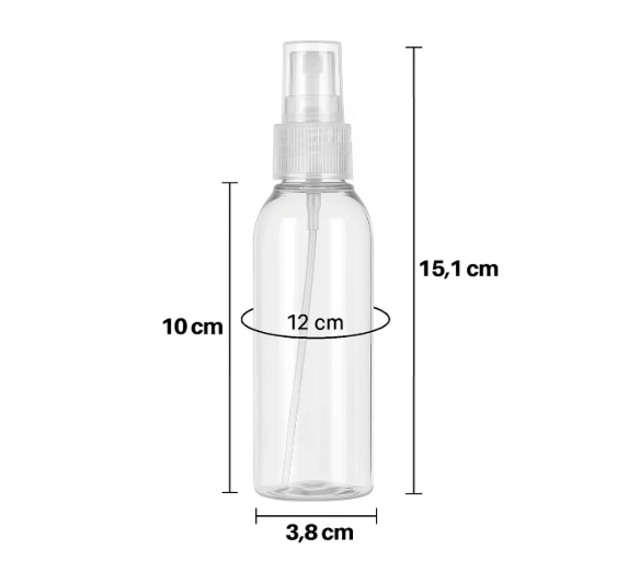 FRASCO PET CILÍNDRICO- 100ML+ VÁLVULA SPRAY TRANSPARENTE R20/410