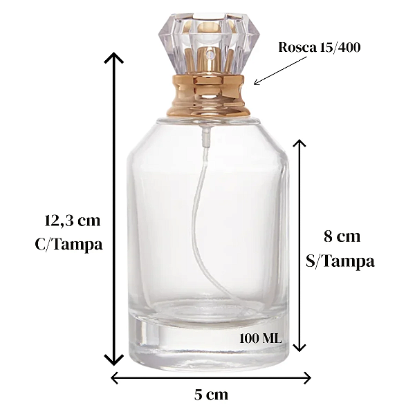 FRASCO DE VIDRO PERFUME FORTUNA CRISTAL 100ML