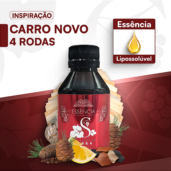CARRO NOVO 100ML ESSÊNCIA LIPOSOLÚVEL - PREMIUM E CONCENTRADA PARA VELAS, SABONETES E COSMÉTICOS ARTESANAIS