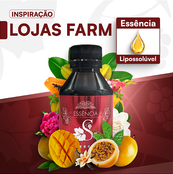 LOJAS FARM 100ML ESSÊNCIA LIPOSOLÚVEL - PREMIUM E CONCENTRADA PARA VELAS, SABONETES E COSMÉTICOS ARTESANAIS