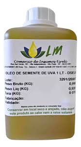 ÓLEO DE SEMENTES DE UVA 1 LITRO PURO 100% NATURAL - INSUMO PARA COSMÉTICOS, SABONETES E HIDRATANTES