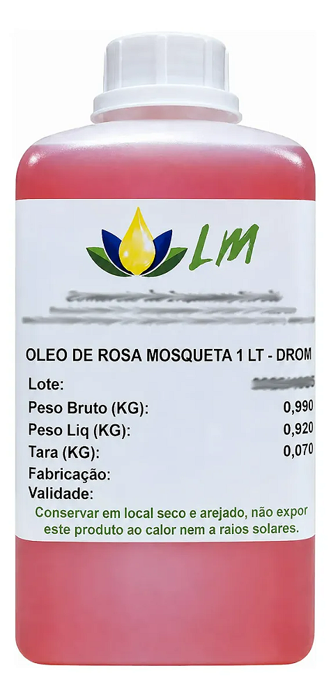 ÓLEO DE ROSA MOSQUETA RUBIGINOSA 1 LITRO PURO 100% NATURAL - INSUMO PARA COSMÉTICOS, SABONETES E HIDRATANTES