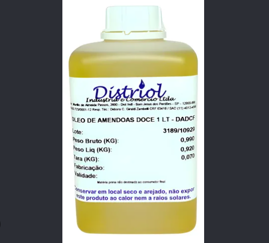 ÓLEO DE AMENDOAS 1 LITRO PURO 100% NATURAL - INSUMO PARA COSMÉTICOS, SABONETES E HIDRATANTES