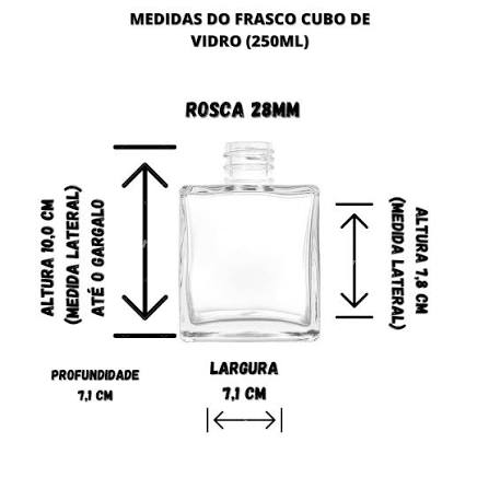 FRASCO DE VIDRO CUBO 250ML