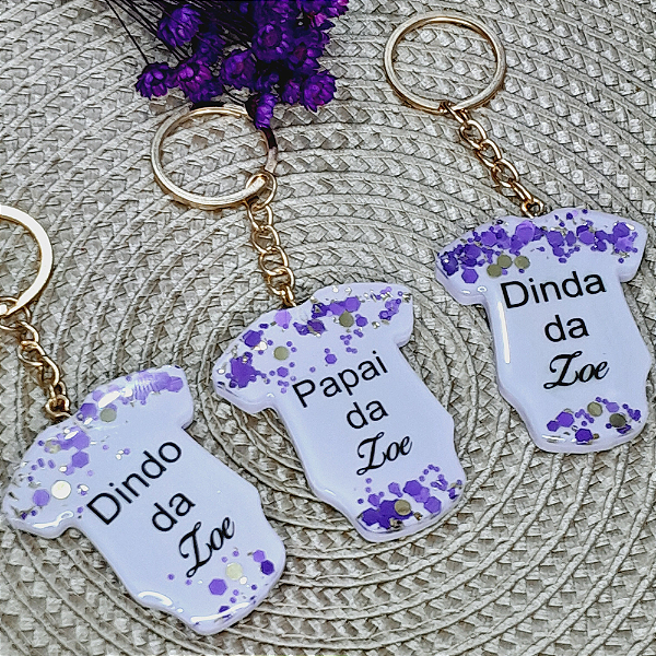 Kit 10 Chaveiros Mini Bory em Resina 4x5cm – Personalizado e Sob Encomenda