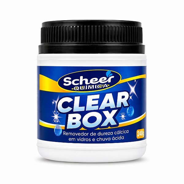 Clear Box Removedor de Dureza Cálcica em Vidros Box Limpeza Profissional 240g