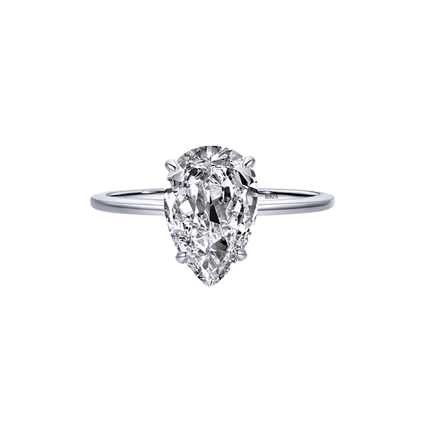 Anel Solitário Dianne Lady Prata 925 com Zircônia Drop