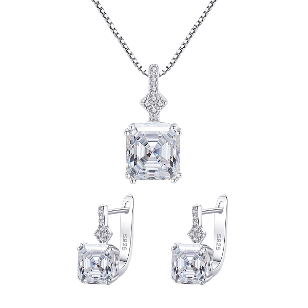 Conjunto Dianne Archer em Prata 925 com Zircônia Retangular