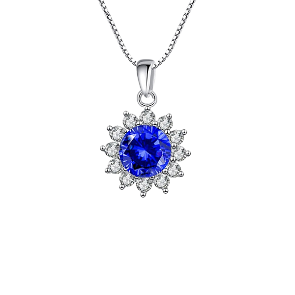Colar Dianne Classic Blue em Prata 925 Cravejado
