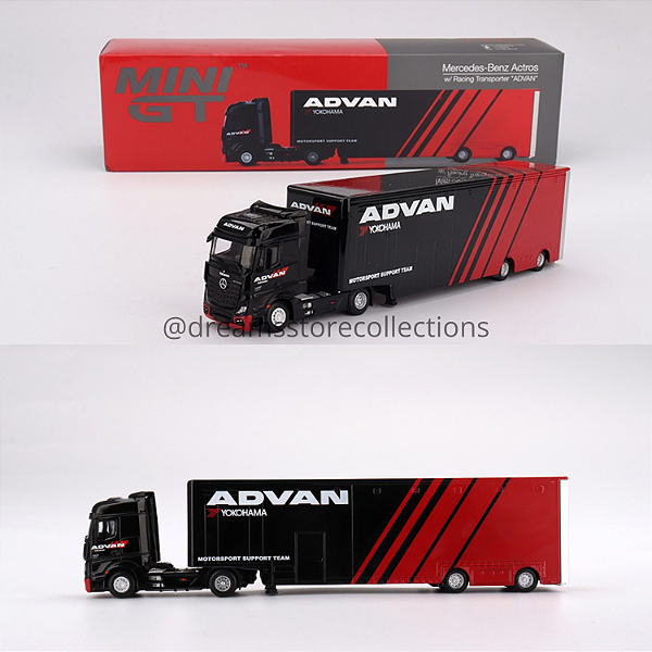 MINI GT - MERCEDES BENZ ACTROS RACING TRANSPORTER ADVAN-#741