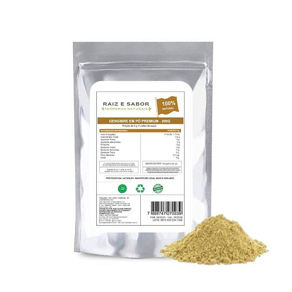 Gengibre em pó, Raiz e Sabor Tempero Natural 200g