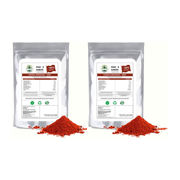 Kit 2 Paprica Defumada 500g, Raiz e Sabor Tempero Natural