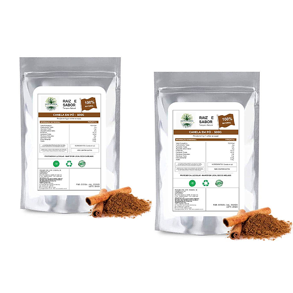 Kit 2 Canela Em Pó 500g Raiz e Sabor Temperos Naturais