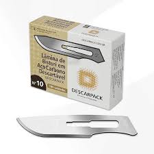 LAMINA DE BISTURI AÇO CARBONO N 10 DESCARPACK CX 100 UN