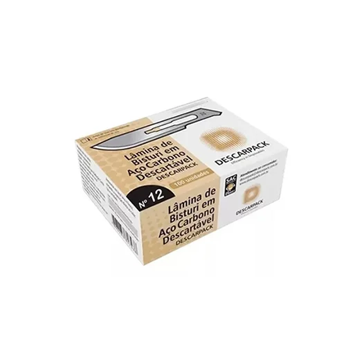 LAMINA DE BISTURI AÇO INOX N 12 DESCARPACK CX 100 UN